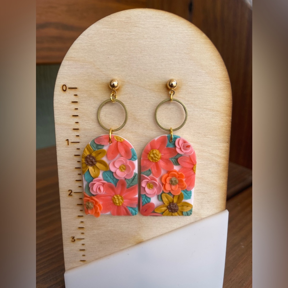 Handmade floral polymer clay earrings